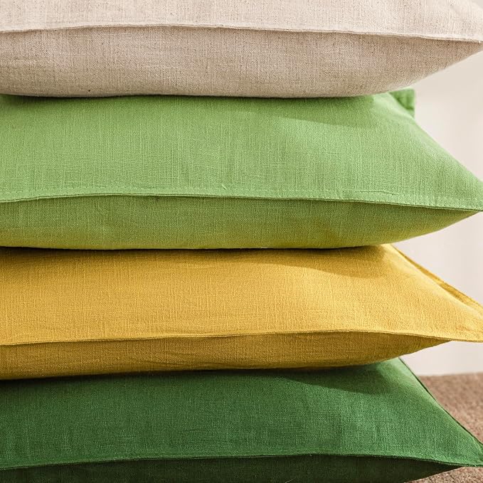 Foindtower Decorative Linen Lumbar Throw Pillow Covers 12x20 Ginger Yellow | Pack of 2 Boho Farmhouse Pillowcase,Accent Neutral Solid Cushion Covers,Morden Home Decor for Couch Sofa Bedroom Living Room