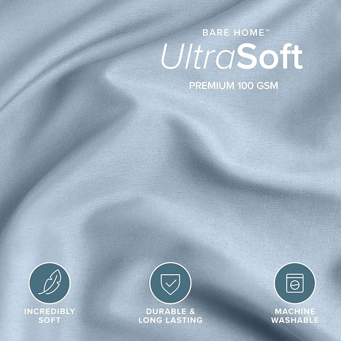 Bare Home Duvet Cover Set 1800 Ultra-Soft (California King, Dusty Blue) | Lightweight, Cooling, Breathable, Premium 1800 Ultra-Soft, All-Season