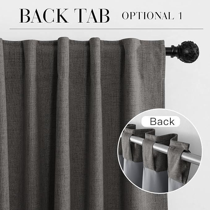 RYB HOME Grey 100% Blackout Short Curtains 45 Inch Long for Cafe Kitchen | Thermal Insulated, Light Blocking, for Kitchen Bathroom RV Basement Garage Cabinet, Small Window, Grey, W52 x L45, 2 Panels