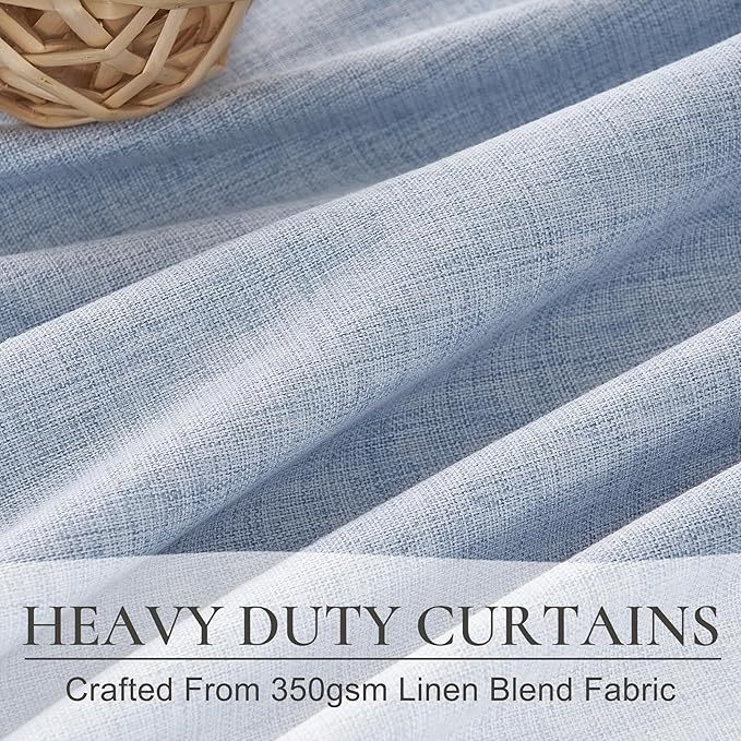 Dusty Blue Blackout Nursery Curtains 108 Inch Tall Length for Kids/Boys Rooms/Bedroom, Floor to Ceiling Track Pleated Large Window Drapes Linen Winter Thermal Coastal Light Blue(50"Wx108"Lx 2Panels)