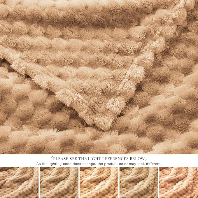 EXQ Home Fleece Blanket Twin Size for Couch or Bed - 3D Imitation Turtle Shell Jacquard Decorative Blankets - Cozy Soft Lightweight Fuzzy Flannel Blanket Suitable for All Seasons(60"×80",Brown)