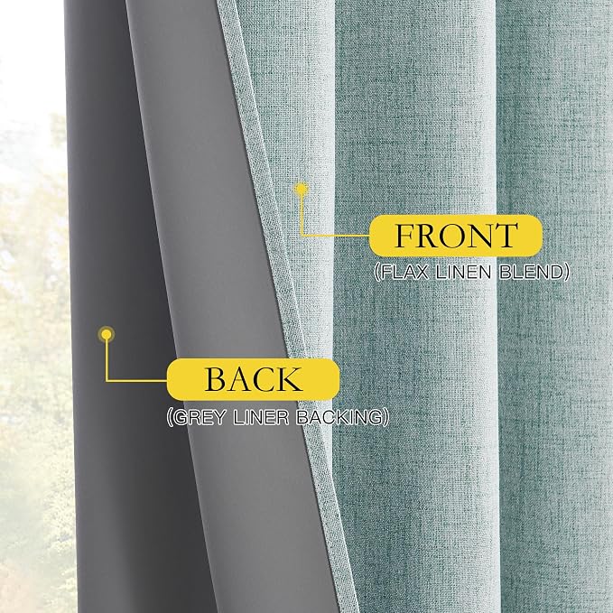 NICETOWN Seafoam Green Blackout Curtains 84" L for Living Room 2 Panels | Cozy Bedroom Curtains for Kids Room Nap Time, Noise Reducing, Privacy Protection, Thermal Insulated, W52" x L84" per Panel