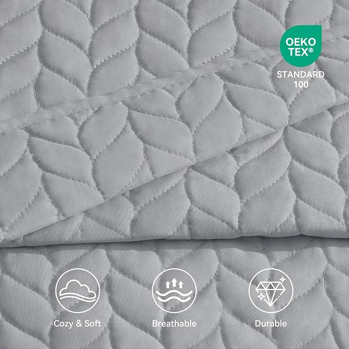 SunStyle Home Queen Quilt Bedding Set, Lightweight Bedspreads,Light Grey | Soft Coverlet With 2 Pillow Shams,Morden Style Quilts for All Season, Suitable for Bed,Couch,Bedroom,Guest Room,90"X96"