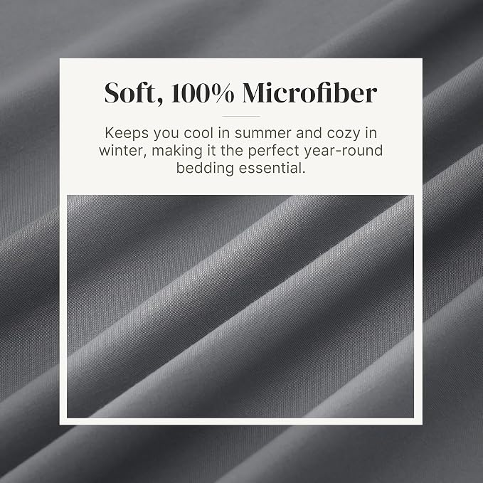 Modern Threads Soft Microfiber Solid Sheets - Luxurious Microfiber Bed Sheets - Includes Flat Sheet, Fitted Sheet with Deep Pockets, & Pillowcases Stone King