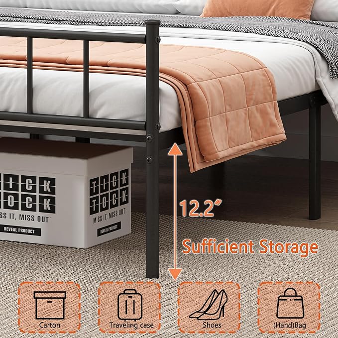 DIIYIV Twin Metal Bed Frame,Steel Slat Support,Noise Free,Easy Assembly | Twin Size Bed,Mattress Foundation,Underbed Storage,No Box Spring Needed