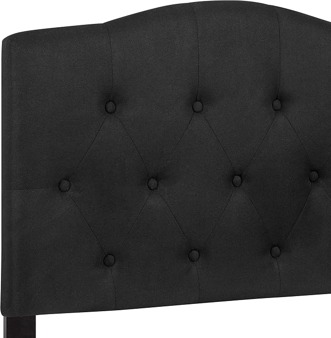 EMMA + OLIVER Black Twin Tufted Headboard | Adjustable Bed Rail Slots, Fabric Upholstered