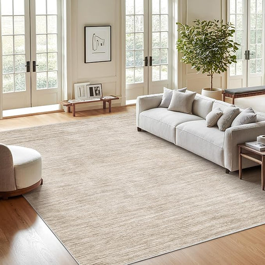 Washable Rugs 5x7, Non Slip Large Area Rugs for Living Room, Brown | Soft Low Pile, Thin & Lighweight Carpet, Folable Stain Resistant Modern Indoor Floor Mat for Bedroom, Dining Room, Home Decor