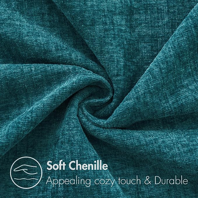 MIULEE Soft Chenille Throw Pillow Covers Dark Teal 18x18 Inch Pack of 2 | Modern Coastal Home Decor, Classic Decorative Pillows, Solid Dyed Cases, Boho Couch Cushion Covers for Sofa Bed Living Room