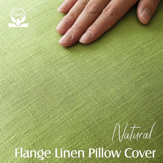 Foindtower Linen Solid Decorative Throw Pillow Covers 18x18 Inch Lush Green | Pack of 2 Boho Farmhouse Neutral Pillowcase,Soft Euro Accent Cushion Covers,Home Decor for Bed Couch Sofa Bedroom Living Room