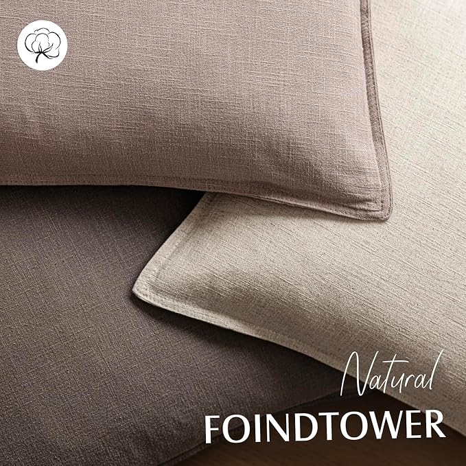 Foindtower Linen Solid Decorative Throw Pillow Covers 22x22 Inch Dusty Pink | Pack of 2 Boho Farmhouse Morden Pillowcase,Accent Rustic Cushion Covers,Home Decor for Chair Couch Sofa Bedroom Living Room