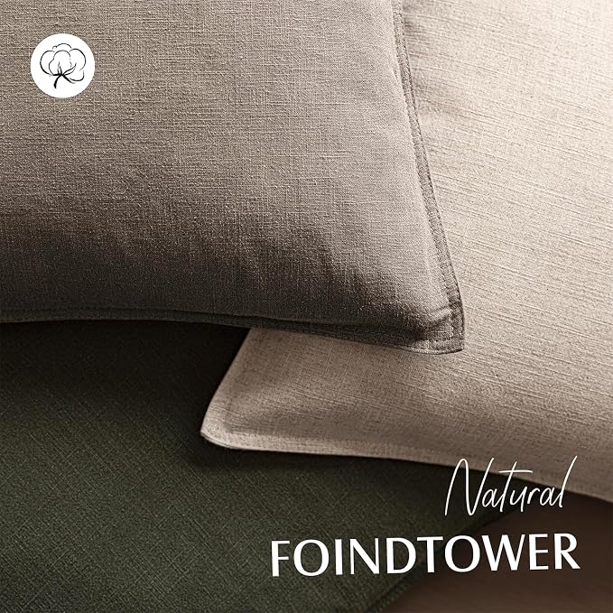 Foindtower Linen Solid Decorative Throw Pillow Covers 20x20 Inch Brown Tan | Pack of 2 Boho Farmhouse Pillowcase,Accent Neutral Cushion Covers,Morden Home Decor for Chair Couch Sofa Bedroom Living Room