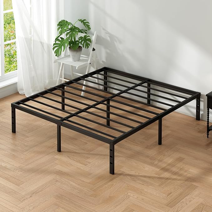 Metal Platform Bed Frame Full Size, 16 Inch Height with Heavy Duty Steel Support, No Box Spring Needed, Easy Assembly and Underbed Storage,Black