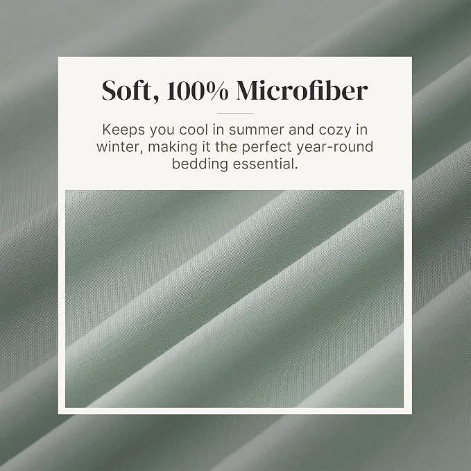Modern Threads Soft Microfiber Solid Sheets - Luxurious Microfiber Bed Sheets - Includes Flat Sheet, Fitted Sheet with Deep Pockets, & Pillowcases Seafoam California King