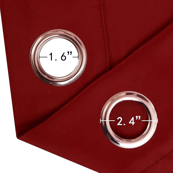 Blackout Curtains 42 x 84 Inch - Red Curtains Set of 2 Panels - Room Darkening, Thermal Insulated for Living Room
