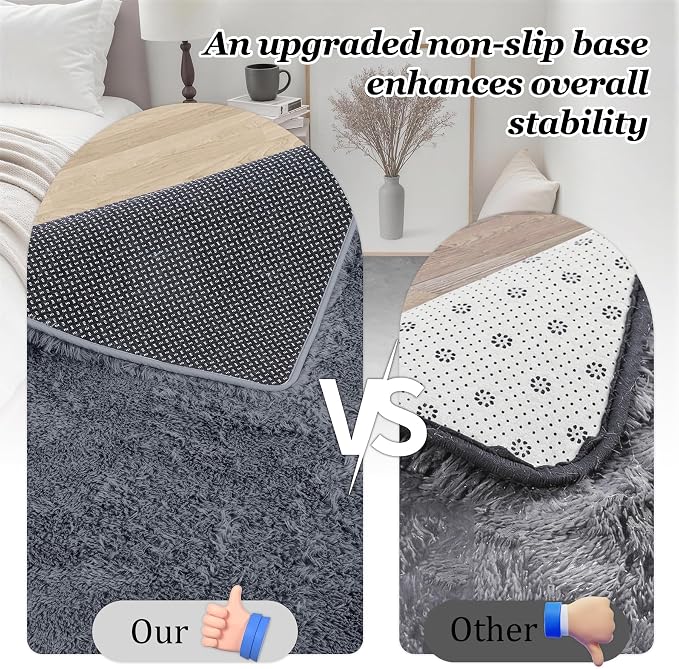 Area Rug Living Room Bedroom: 4x6 Fluffy Plush Shag Carpet Grey | For Kids Room Playroom Nursery Home Decor,Ultra Soft,Non-Slip Non-Shedding,Fuzzy Plush,Large Indoor Floor Carpet,Easy Clean