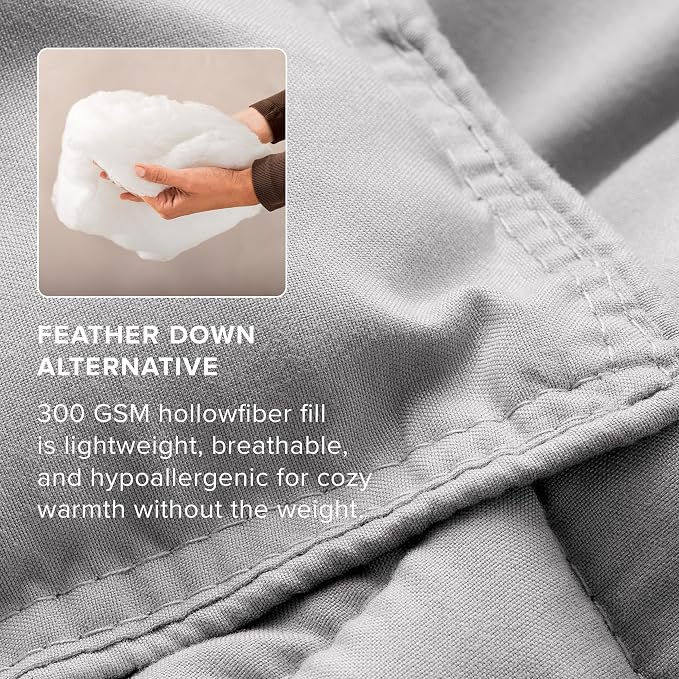 Bare Home Queen Comforter Set - 1800 Ultra Soft (Queen, Light Grey) | All-Season, Breathable, Hypoallergenic, Premium 1800, Warm, Cozy