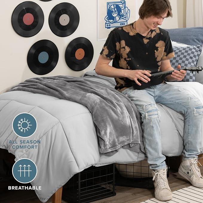 Bare Home Comforter Set - 1800 Ultra Soft (Twin/Twin XL, Cloud Grey) | All-Season, Breathable, Hypoallergenic, Premium 1800, Warm, Cozy