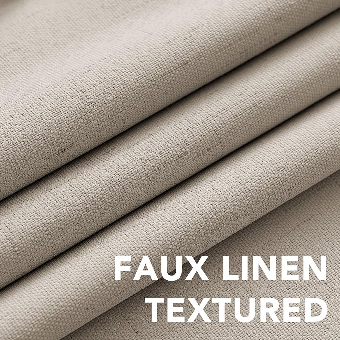 H.VERSAILTEX 100% Blackout Curtains for Bedroom Thermal Insulated Linen Textured Curtains Heat and Full Light Blocking Drapes Living Room Curtains 2 Panel Sets, 42x54 Inch, Cobblestone