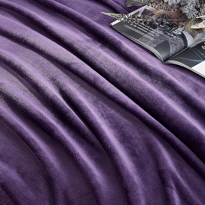 Hansleep Throw Purple Fleece Blanket, Soft Flannel Bed Blanket | Fuzzy Cozy Blanket 50x60 Inches, Multi-use for Bed, Sofa, Couch, Travel, Camping, All Season Warm Lightweight Cover