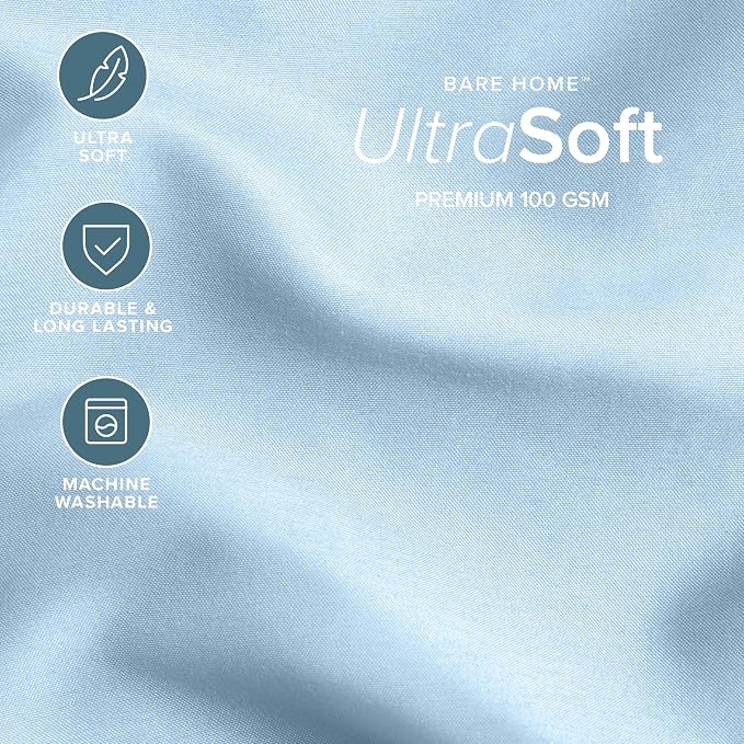 Bare Home Comforter Set - 1800 Ultra Soft (Twin/Twin XL, Light Blue) | All-Season, Breathable, Hypoallergenic, Premium 1800, Warm, Cozy