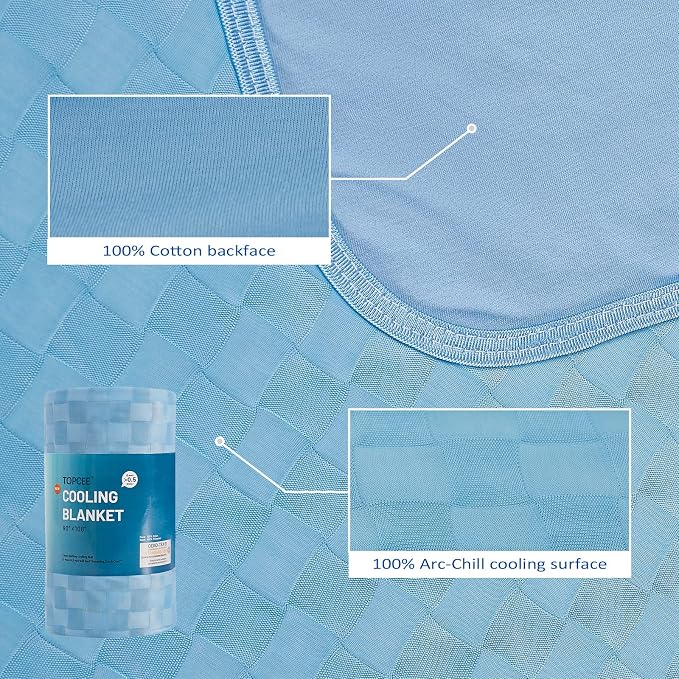 Topcee Cooling Blanket, Summer Cooling Blankets for Hot Sleepers, Arc-Chill Q-Max>0.5 Cool Fiber, Oeko-TEX 100% Certified, Soft, Breathable, Double-Side Bed Throw,Keep Cool for Adults Kids 90"x108"