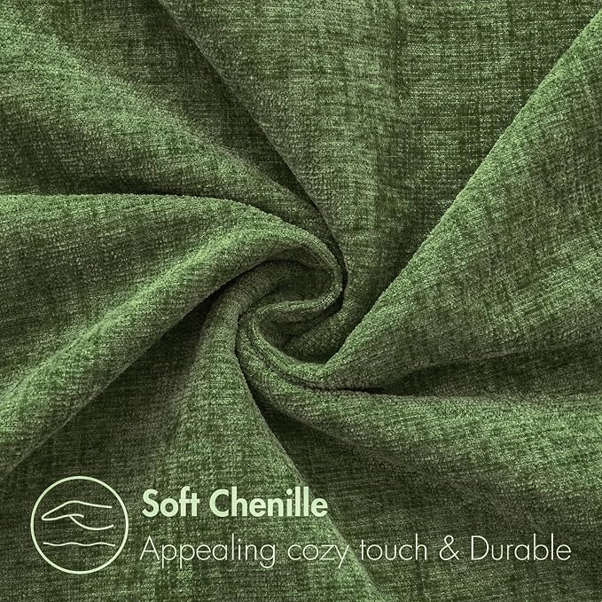 MIULEE Soft Chenille Throw Pillow Covers Moss Green 16x16 Inch Pack of 2 | Modern Home Decor, Classic Decorative Pillows, Solid Dyed Cases, Boho Couch Cushion Covers for Sofa Bed Living Room