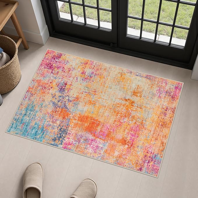 2x3 Washable Entryway Rug: Modern Abstract Soft Carpet Galaxy Haze | For Entrance, Bedroom, Kitchen, Laundry, Bathroom,Door Mat,Modern Abstract,Machine washable,Non-Slip,Stain Resistant,Indoor