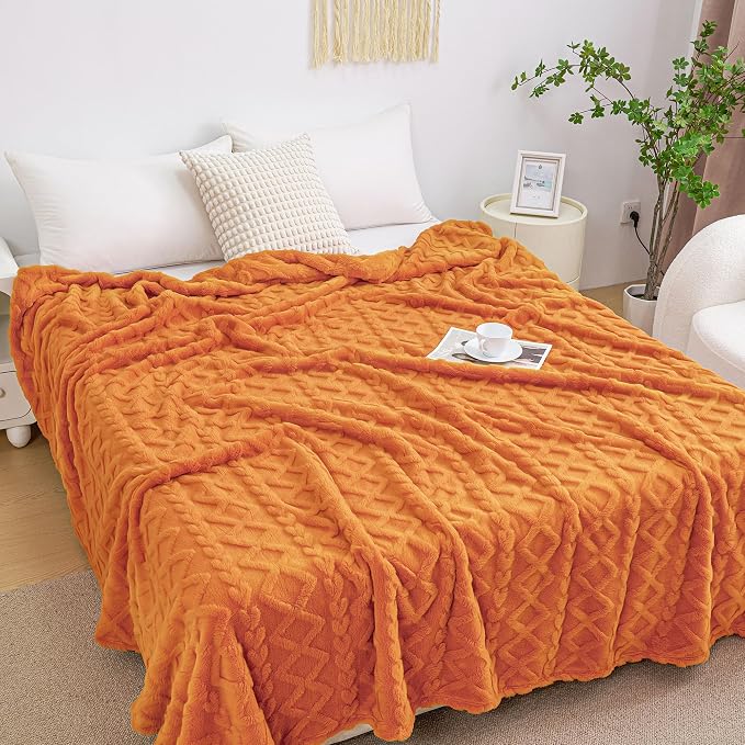 Aganear Fleece Throw Blanket for Couch,Fall Boho Blankets,50"x60" Orange | Lightweight Fuzzy Throw,Warm Gift for Women,Christmas,Housewarming,Soft Aesthetic Home Decor for Bedroom Sofa,All-Season Use