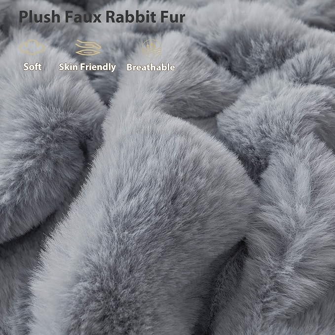 LIFEREVO Fluffy Faux Rabbit Fur Body Pillow Cover 20"x54", Light Grey | Soft Cute Bubble Bed Pillowcase with Zipper Closure, Washable Plush Furry Long Pillow Case for Pregnancy Women Side Sleeper