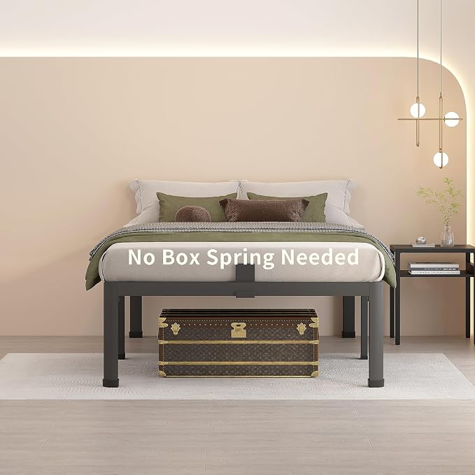 MAF 14 Inch Twin Metal Platform Bed Frame with Round Corner Legs | Mattress Baffle, 3000 LBS Heavy Duty Steel Slat Support, Noise Free, No Box Spring Needed, Easy Assembly, 12.4" Storage Space
