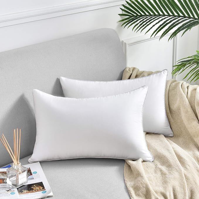 Oubonun 16 x 24 Pillow Inserts (Set of 2) - Lumbar Pillow with 100% Cotton Cover - Rectangle Square Interior Sofa Pillow Inserts - Decorative Pillow Insert Pair - White Couch Pillow