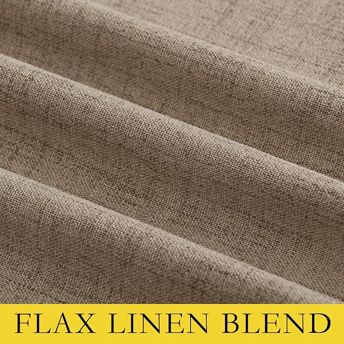 NICETOWN Burlap Vintage Open Linen Weave Flax Thermal Curtains, 100% Blackout Curtains 120" Long for Dining Room, Soundproof Window Treatment Drapes for Home Office, 62" Wide Per Panel, Set of 2