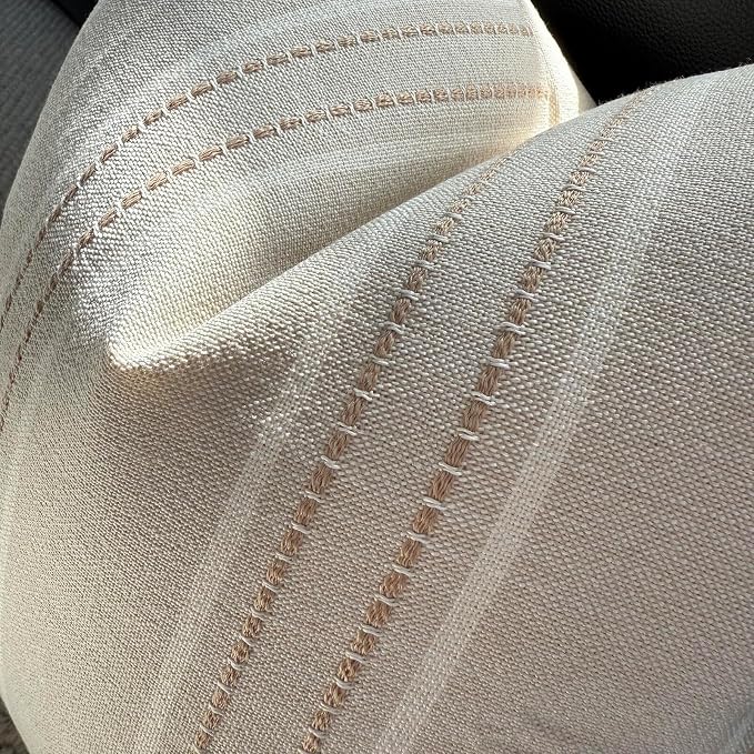 Hckot Decorative Khaki Pillow Covers 18x18 Striped Throw Pillows | Textured Linen Pillow Covers Farmhouse Decor Cushion Covers for Couch Bed Living Room Neutral Cream Outdoor Pillows