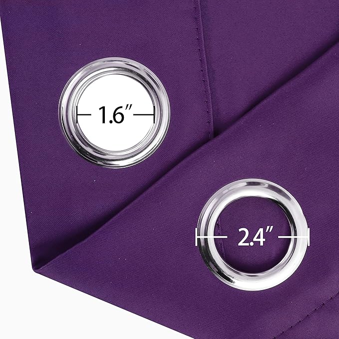 Purple Blackout Curtains 52 x 84 Inch Length/Set of 2 Curtain Panels/Thermal Insulated Room Darkening Curtains for Bedroom