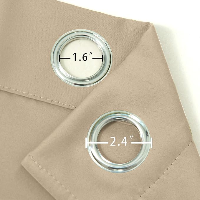 Beige Thermal Blackout Curtains/52 x 95 Inch/Set of 2 Panels Room Darkening Curtains for Bedroom