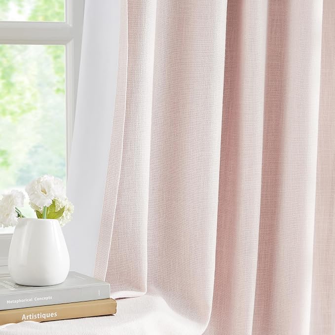 WEST LAKE Pink Bailey Pinch Pleated Blackout Curtains 84 Inches Long | Modern Textured Drapes with Backtabs Hooks,Thermal Insulated Window Treatment for Bedroom Living Room,60"Wx84"L,1 Panel