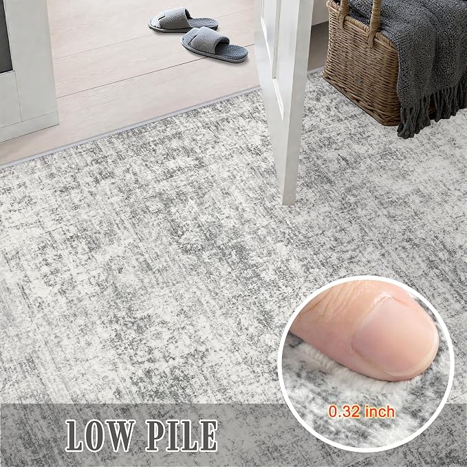 3x14 Washable Runner Rug：Modern Abstract Soft Carpet Black Grey | For Hallway, Bedroom, Kitchen, Laundry, Bathroom,Door Mat,Modern Abstract,Machine washable,Non-Slip,Stain Resistant,Indoor