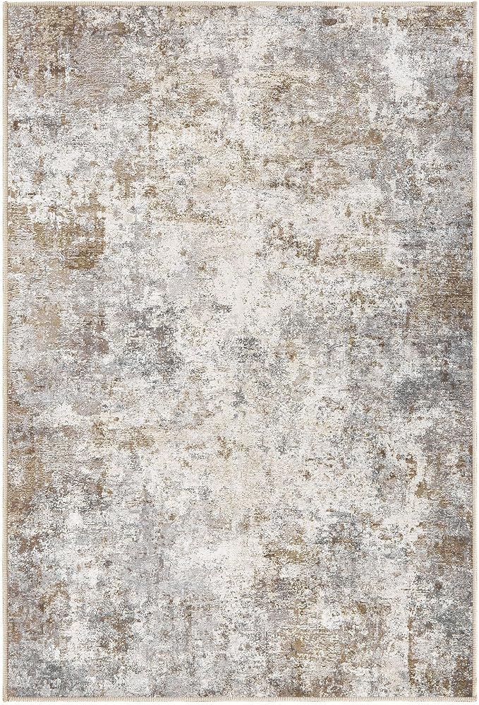 UERMEI 12x14 Area Rug Living Room Rugs Extra Large Brown Grey Carpet | Washable Neutral Modern Abstract Non-Slip Soft Low Pile Floor Rugs for Bedroom Dining Room Home Office Indoor Decor