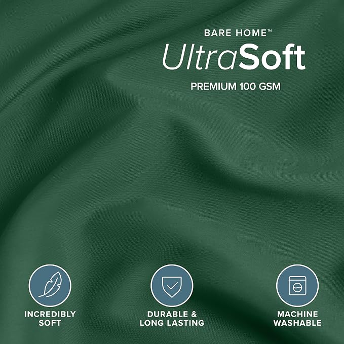 Bare Home Duvet Cover Set 1800 Ultra-Soft (King, Forest Green) | Lightweight, Cooling, Breathable, Premium 1800 Ultra-Soft, All-Season