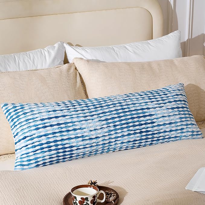 AmHoo Boho Chenille Pillow Cover Decorative Tufted Pillowcase for Couch Bed Sofa Bedroom Living Room Modern 14 x 36-Inch Sky Blue