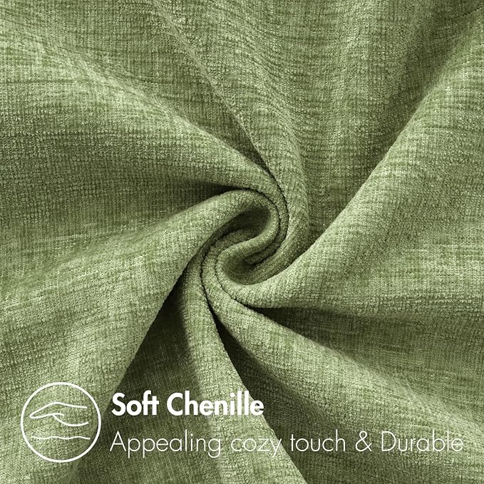 MIULEE Soft Chenille Throw Pillow Covers Sage Green 16x16 Inch Pack of 2 | Modern Home Decor, Classic Decorative Pillows, Solid Dyed Cases, Boho Couch Cushion Covers for Sofa Bed Living Room