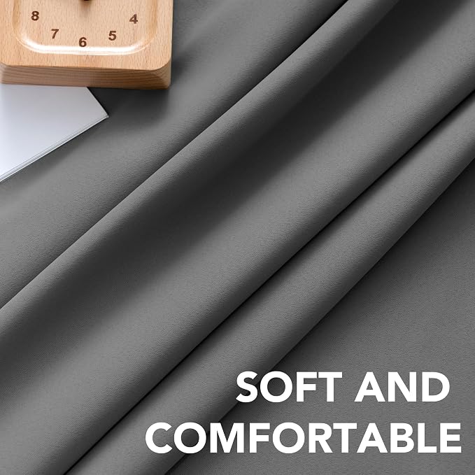 H.VERSAILTEX Blackout Curtains Thermal Insulated Window Treatment Panels Room Darkening Blackout Drapes for Living Room Back Tab/Rod Pocket Bedroom Draperies, 52 x 45 Inch, Bluish Gray, 2 Panels
