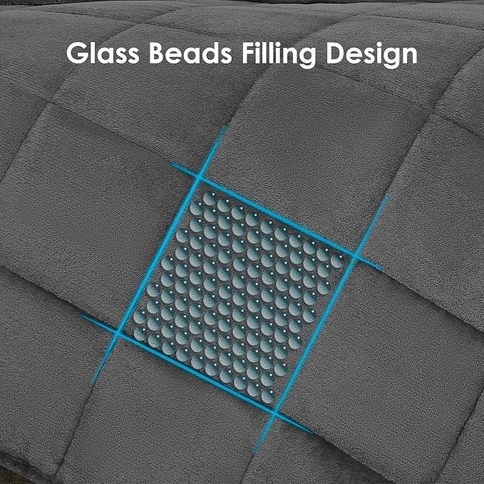 yescool Weighted Blanket for Adults (15 lbs, 60" x 80", Light Gray) Heavy Blanket for Sleeping Perfect for 140-160 lbs, Queen Size Breathable Blanket with Premium Glass Bead, Machine Washable