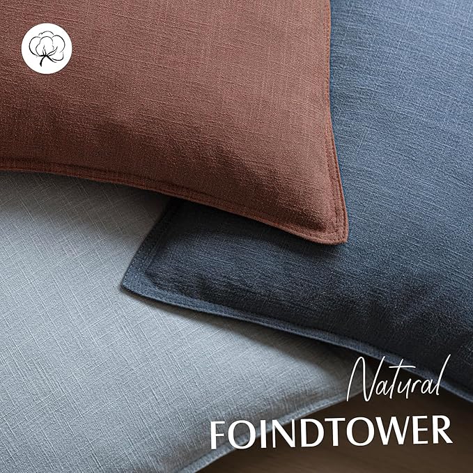 Foindtower Decorative Linen Lumbar Throw Pillow Covers 12x20 Inch Rust Red | Pack of 2 Boho Farmhouse Pillowcase,Accent Neutral Solid Cushion Covers,Morden Home Decor for Couch Sofa Bedroom Living Room