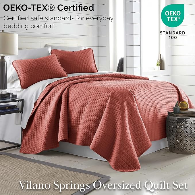 Southshore Fine Living, Inc. Oversized King Quilt Bedding Set with 2 Pillow Shams, Marsala Coverlet, King Size/California Bedspread, Soft Microfiber Bedding, Easy Care, Machine Washable, Marsala