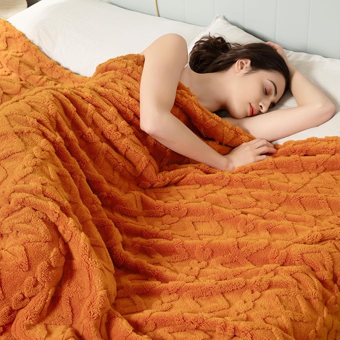 Aganear Fleece Throw Blanket for Couch,Fall Boho Blankets,50"x60" Orange | Lightweight Fuzzy Throw,Warm Gift for Women,Christmas,Housewarming,Soft Aesthetic Home Decor for Bedroom Sofa,All-Season Use