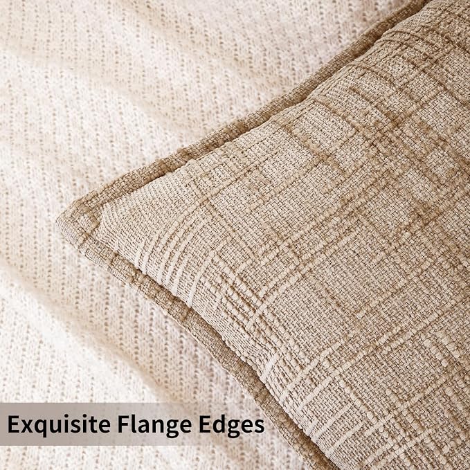 HPUK Chenille Throw Pillow Covers 18x18 Inch, Soft Woven Texture, Set of 2 | Plush woven texture, invisible zipper, couch sofa bed bedroom living room decor, square cushion covers, inserts not included