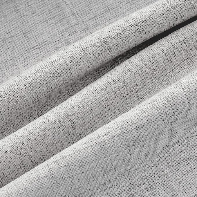 MIULEE 100% Blackout Linen Curtains 42 x 72 Inch Greyish White 2 Panels | Thermal Insulated, Room Darkening Drapes for Bedroom Living Room, Back Tab Rod Pocket Pinch Pleated, Solid Luxury Decor