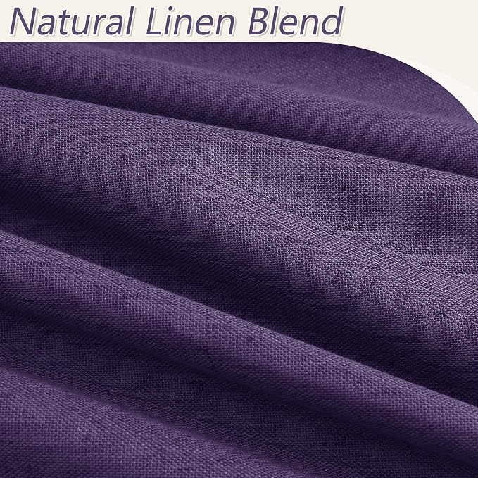 100% Blackout Curtains 84 Inch Length 2 Panels Set for Living Room Bedroom Back Tab Thermal Insulated Black Out Linen Drapes Room Darkening New Purple,52x84