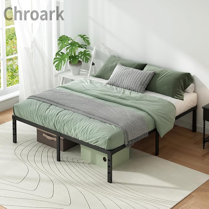 Metal Platform Bed Frame Queen Size, 14 Inch Height with Heavy Duty Steel Support, No Box Spring Needed, Easy Assembly and Underbed Storage,Black